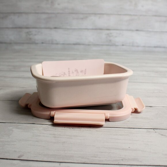 Ceramique Porcelain Glass Storage Container with Lid Pink 23 oz - Picture 5 of 6